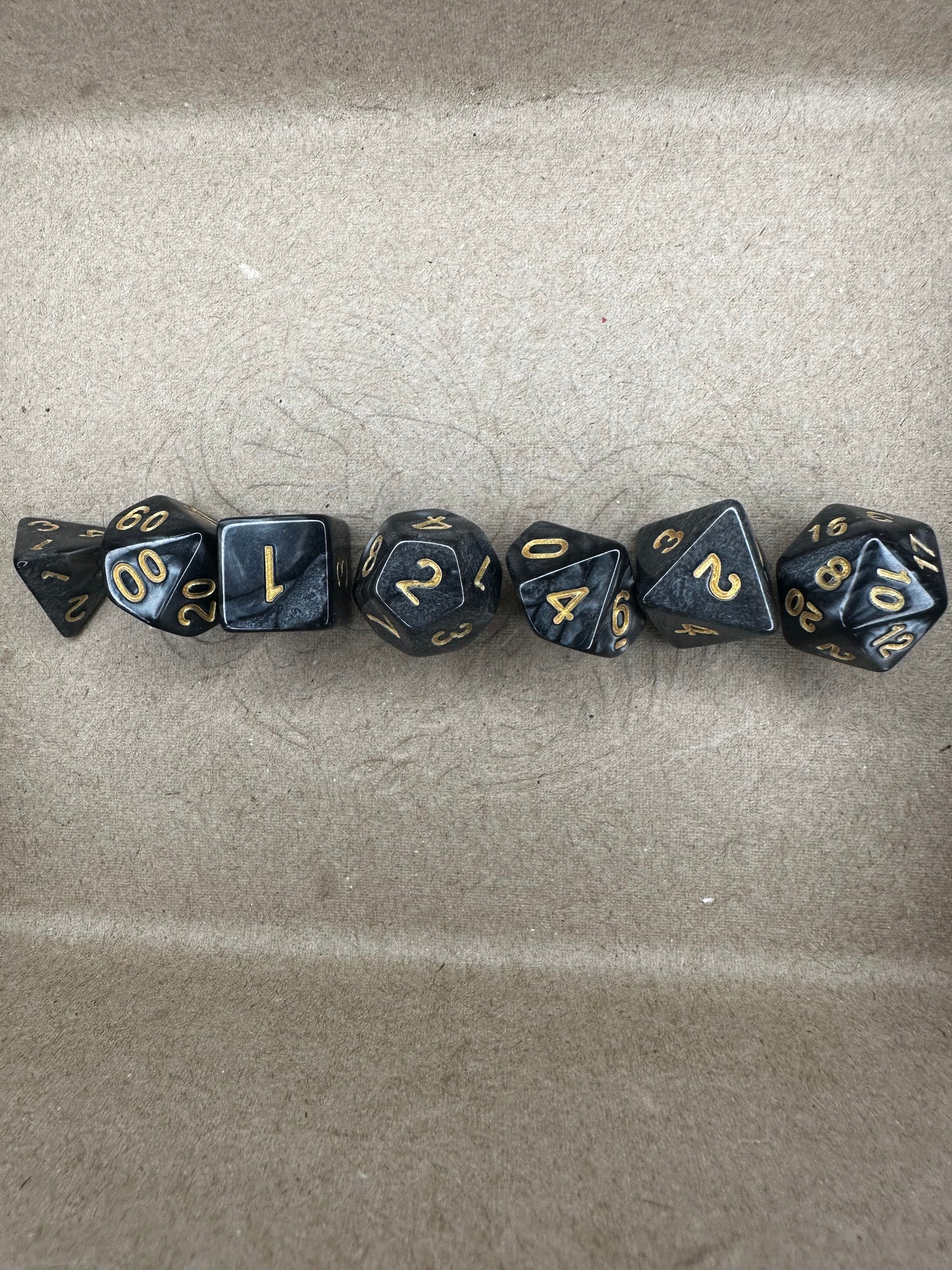 7 piece set Black dnd ttrpg gaming dice